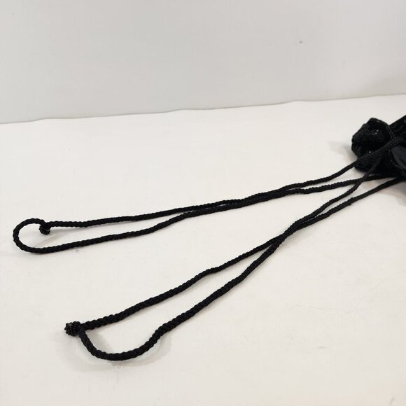 Vintage Black Beaded Pouch Handbag with Tassel - Picture 9 of 11
